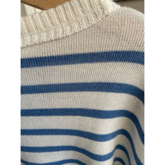 mer sea MERSEA Catalina Sweater Shirt Top One Size Stripes French Blue White GUC - Picture 6 of 16